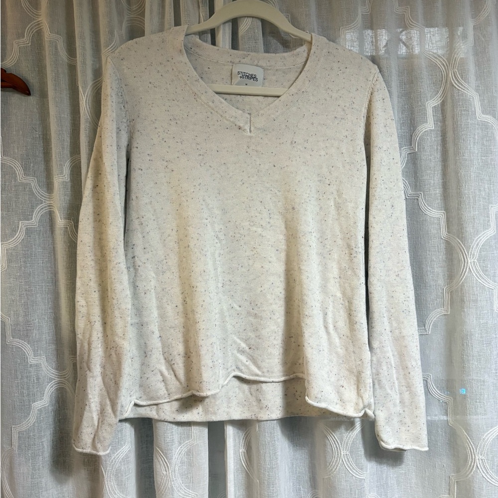 Stitches Speckled Cream Long Sleeve Top